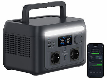 revolt Tragbare Powerstation & Solargenerator 512 Wh, USV, App, 3x 60-W-Panel