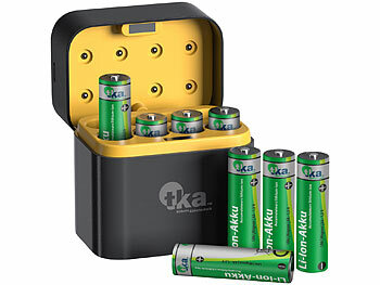 Akku Ladegerät: tka 8er-Set Li-Ion-Akkus Typ AA, mit USB-C-Ladebox, 3.000 mWh, Ladeanzeige