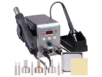 Lötkolben: AGT Digitale 2in1-Löt- & Heißluftstation, 500°C, 700W, 120 l/Min., Display 