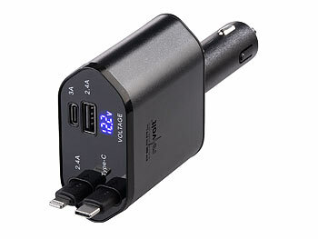 Kfz-USB-Ladegerät mit Lightning-kompatiblem Kabel 