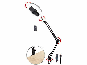 Dokumenten-Scanner: Somikon Dokumentenscanner- und Overhead-Stativ mit 10"-Ringlicht und Auslöser 