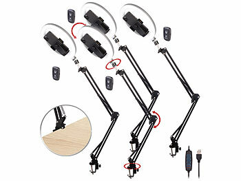 DIN A1-Dokumentenscanner: Somikon 4er-Set Dokumentenscanner- & Overhead-Stative, 10"-Ringlicht, Auslöser 