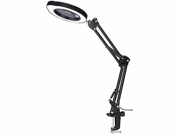 Lunartec 2er-Set LED-Lupenleuchte, 10-fach, CCT, 500 lm, Tischklemme/Standfuß