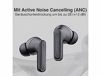 auvisio KI-Echtzeitzeitübersetzer & In-Ear-Kopfhörer, 135 Sprachen, ANC, 28 dB