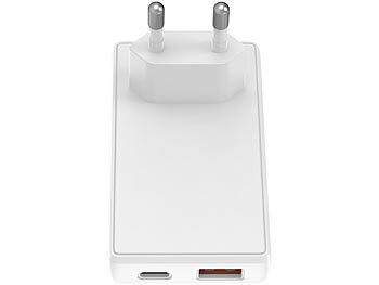 revolt Extra-flaches 65-W-USB-Netzteil mit USB-C und -A, GaN, 2 m USB-C-Kabel