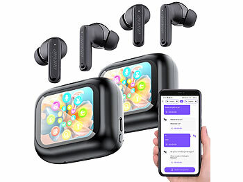 KI Übersetzer Kopfhörer: auvisio 2er-Set KI-Echtzeitzeitübersetzer & In-Ear-Kopfhörer, 135 Sprachen,ANC