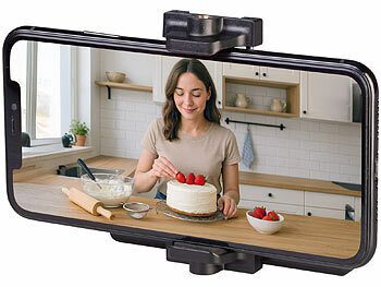 Somikon Selfie-Akku-Licht mit 60 dimmbaren LEDs und Clip, CCT, 250 lx