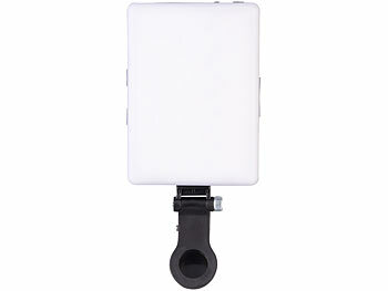 Somikon Selfie-Akku-Licht mit 60 dimmbaren LEDs und Clip, CCT, 250 lx