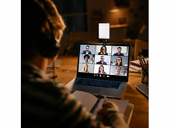 Somikon Selfie-Akku-Licht mit 60 dimmbaren LEDs und Clip, CCT, 250 lx