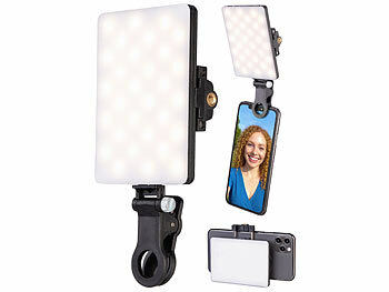 Social Media Licht: Somikon Selfie-Akku-Licht mit 60 dimmbaren LEDs und Clip, CCT, 250 lx