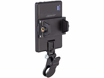 Somikon Selfie-Akku-Licht mit 60 dimmbaren LEDs und Clip, CCT, 250 lx