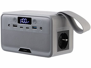 Powerbank 230V: revolt Powerstation & Solargenerator mit 89,6 Wh, 230 Volt, 100 Watt