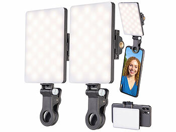 Social Media Lichter: Somikon 2er-Set Selfie-Akku-Lichter mit 60 dimmbaren LEDs, Clip, CCT, 250 lx