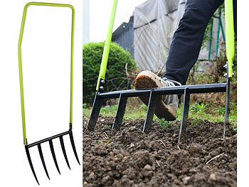Gartenforke: Royal Gardineer Grabegabel zum Tiefenlockern, rückenschonend, 5 Zinken mit 30 cm Länge
