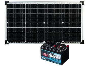 Powerbank mit Solarmodul: revolt 230-V-Powerstation & Solarkonverter, LiFePO4, 111 Wh, 60-W-Solarpanel