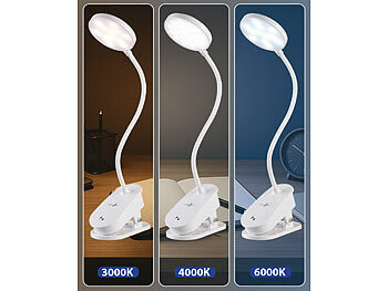 Akku-Touch-Leselampen mit Klemmhalterung und Schwanenhals 