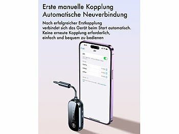 auvisio Audio-Transmitter & Receiver mit Flugzeugadapter, Bluetooth 5.4, Akku 