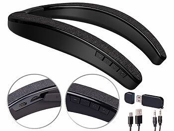 auvisio 2in1-Akku-TV-Nackenlautsprecher mit Bluetooth, Freisprechen, MP3