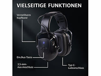 Gehörschutz-Kopfhörer mit Akku, Bluetooth 