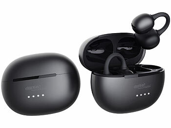 auvisio 2er-Set Open-Ear Clip-on-Stereo-Headset, Bluetooth 6.0, Ladecase 