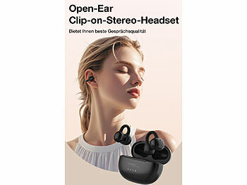 auvisio 2er-Set Open-Ear Clip-on-Stereo-Headset, Bluetooth 6.0, Ladecase 