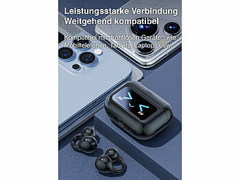 auvisio Clip-on-Ohrhörer und KI-Echtzeitübersetzer für 115 Sprachen, App