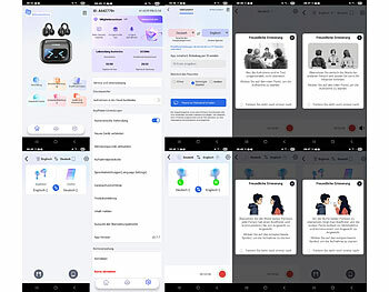 auvisio Clip-on-Ohrhörer und KI-Echtzeitübersetzer für 115 Sprachen, App