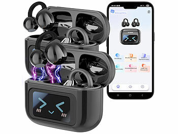 auvisio 2er-Set Clip-on-Ohrhörer & KI-Echtzeitübersetzer für 115 Sprachen, App