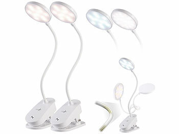 Leselampe Buch Klemme: Lunartec 2er-Set Akku-Touch-Leseleuchten mit Klemmhalterung, dimmbar, 238 lm 