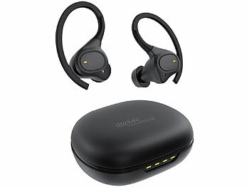auvisio Kabellose In-Ear-Kopfhörer, Bluetooth 5.3, wasserdicht IPX7, Ladecase 