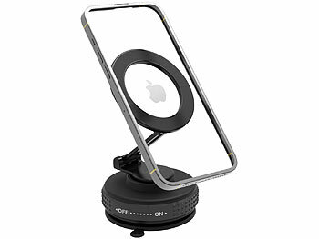 Callstel Vakuum-Saugnapf-Handyhalterung, magnetisch, Magsafe-komp., Metall 