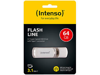 USB Laufwerk: Intenso USB-C-Speicherstick Flash Line, 64 GB, Super Speed USB 3.1 Gen 1