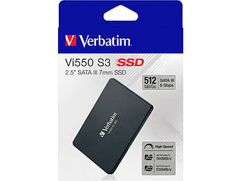 Verbatim Vi550 S3 SSD, 512 GB, 2.5", SATA III, 7 mm flach, bis zu 560 MB/s