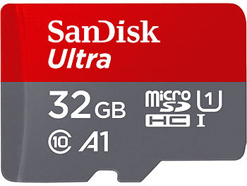 Micro-SD-Memory-Card: SanDisk Ultra microSDHC, 32 GB, 120 MB/s, Class 10, U1, A1, mit Adapter
