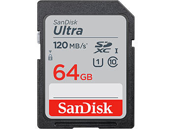 SD-Speicherkarte (SDHC): SanDisk Ultra SDXC-Speicherkarte, 64 GB, 120 MB/s, Class 10, U1