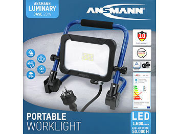 Ansmann Klappbarer LED-Baustrahler FL1600AC, 1.600 Lumen, 5000 K, 20 W, IP54
