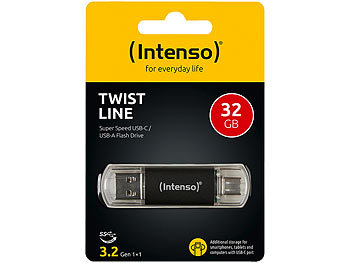 Speicher Stick: Intenso USB-Stick Twist Line, 32 GB, mit USB 3.2 Typ A & USB Typ C