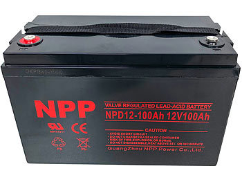12V Akku Batterien: NPP 12-Volt-Bleiakku mit 110 Ah, M8-Anschluss
