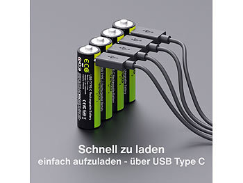 Verico 4er-Set LoopEnergy Li-Ion-Akkus AA / Mignon mit USB-C, 1.700 mAh,1,5V