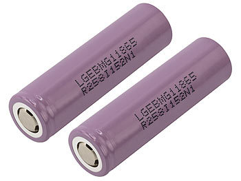 LG Batterie 18650: 2er-Set Lithium-Ionen-Akkus Typ 18650, 3,6 Volt, 2.850  mAh (Lithium Ionen Akku Typ 18650)