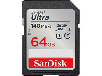 SD Karte: SanDisk Ultra SDXC-Karte (SDSDUNB-064G-GN6IN), 64 GB, 140 MB/s, Class 10 / U1
