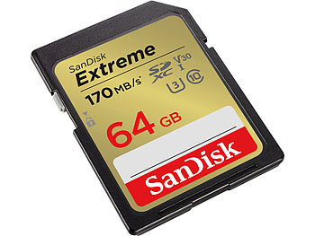 SanDisk Extreme SDXC-Karte (SDSDXV2-064G-GNCIN), 64 GB, 170 MB/s, U1 / V30