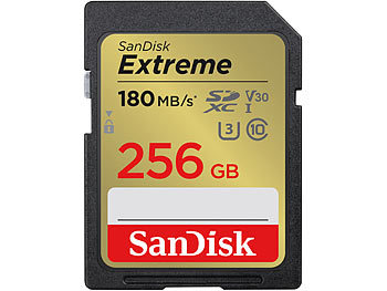 Flash Memory Card: SanDisk Extreme SDXC-Karte (SDSDXVV-256G-GNCIN), 256 GB, 180 MB/s, U1 / V30