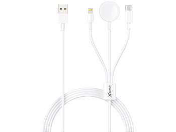 USB Kabel: Xlayer 3in1-Lade- & Datenkabel, USB-C, 8-Pin, Ladegerät für Apple-Watch, 1,5m