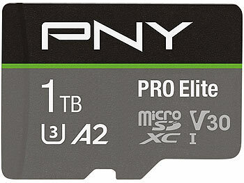 microSD UHS 3: PNY PRO Elite microSD, 1 TB, Class 10, U3, V30, A2, bis zu 100 MB/s