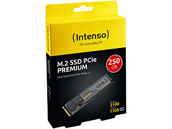 Intenso Premium M.2-SSD-Festplatte mit 250 GB, bis 2.100 MB/s, PCIe Gen.3x4