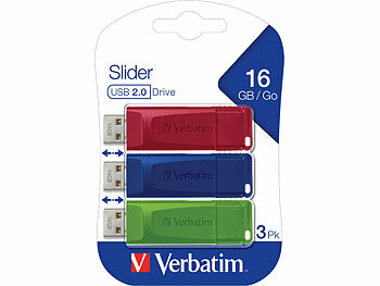 Verbatim 3er-Pack USB-2.0-Sticks,  16 GB, 10 MB/s lesen, 4 MB/s schreiben