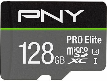 microSD U3: PNY PRO Elite microSD-Karte 128GB, 100MB/s lesen, 90 MB/s schreiben, A1