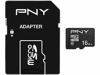 PNY Performance Plus microSD, mit 16 GB und SD-Adapter, Class 10