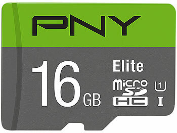 Micro SD: PNY Elite microSD, mit 16 GB und SD-Adapter, lesen bis zu 85 MB/s